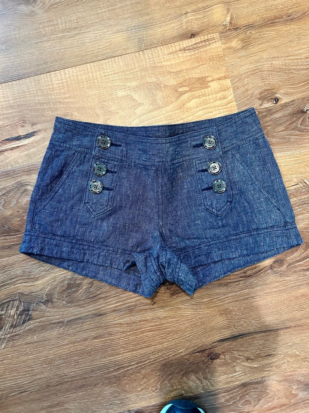 Express Navy Denim Sailor-Button Shorts